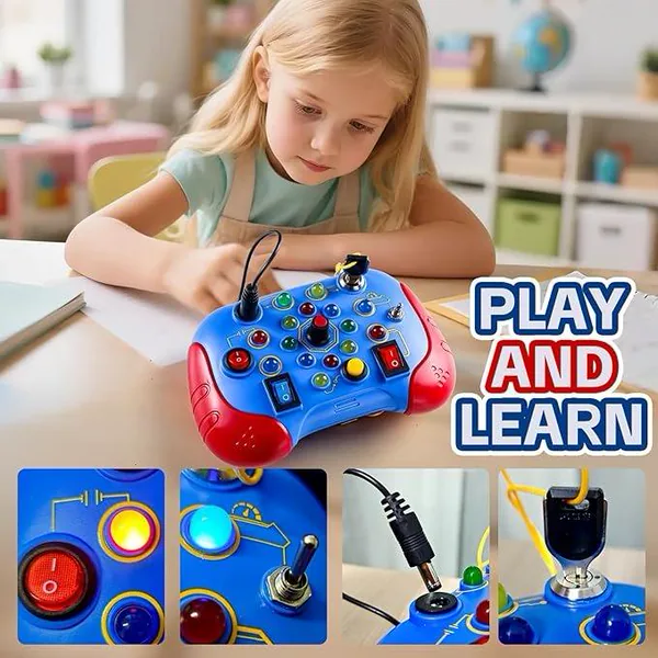 Montessori Busy Board Sensory Toy with LED Light Educational Toys stem Learning Activity Portable Travel Toy view 4