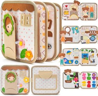 Montessori Busy Book Felt Quiet Book Busy Board for Preschool Learning Tummy Time Toy Educational Toys Stem