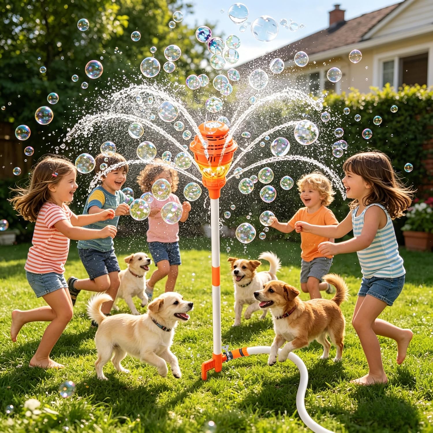 CPS349126 2 in 1 water spray & bubble machine, (battery included)