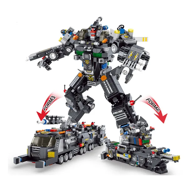 Big Size 832+PCS Building Blocks Deformation Robot Toy Engineering Building Bricks Armored Vehicles Kit view 2