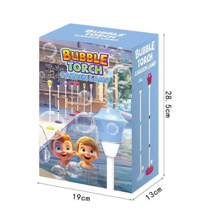 The CPS323717 motorized bubble machine in a colour box retail package, as supplied for wholesale orders.