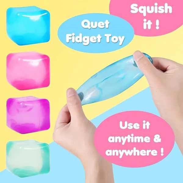 CPS348376 7.5cm Ice Cube Squeeze Stress Ball Slow Rebound Square Squis