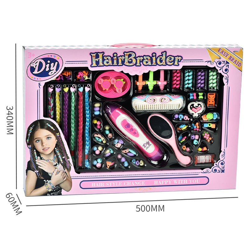 Pretend Play Toy DIY Hair Tools for Girls Makeup Set with Hair Designer Electric Hair Braider Tool for Jewelry Making view 6