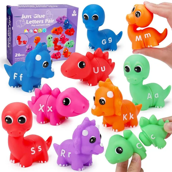 Preschool Educational Toy STEM Alphabet Matching Game Montessori 26 Pcs Dinosaur Letter Color Sorting Learning Toys for Kids view 2