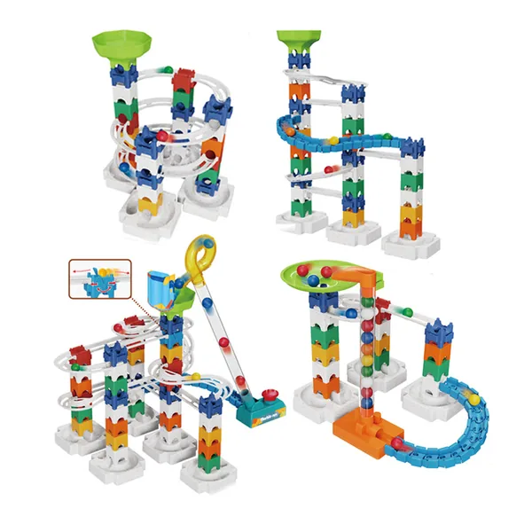 DIY Stem Toy Wheat-Straw Bricks Marble Run Racing Track Toy Building Block Toy Set