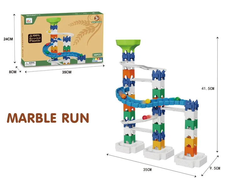 DIY Stem Toy Wheat-Straw Bricks Marble Run Racing Track Toy Building Block Toy Set view 3