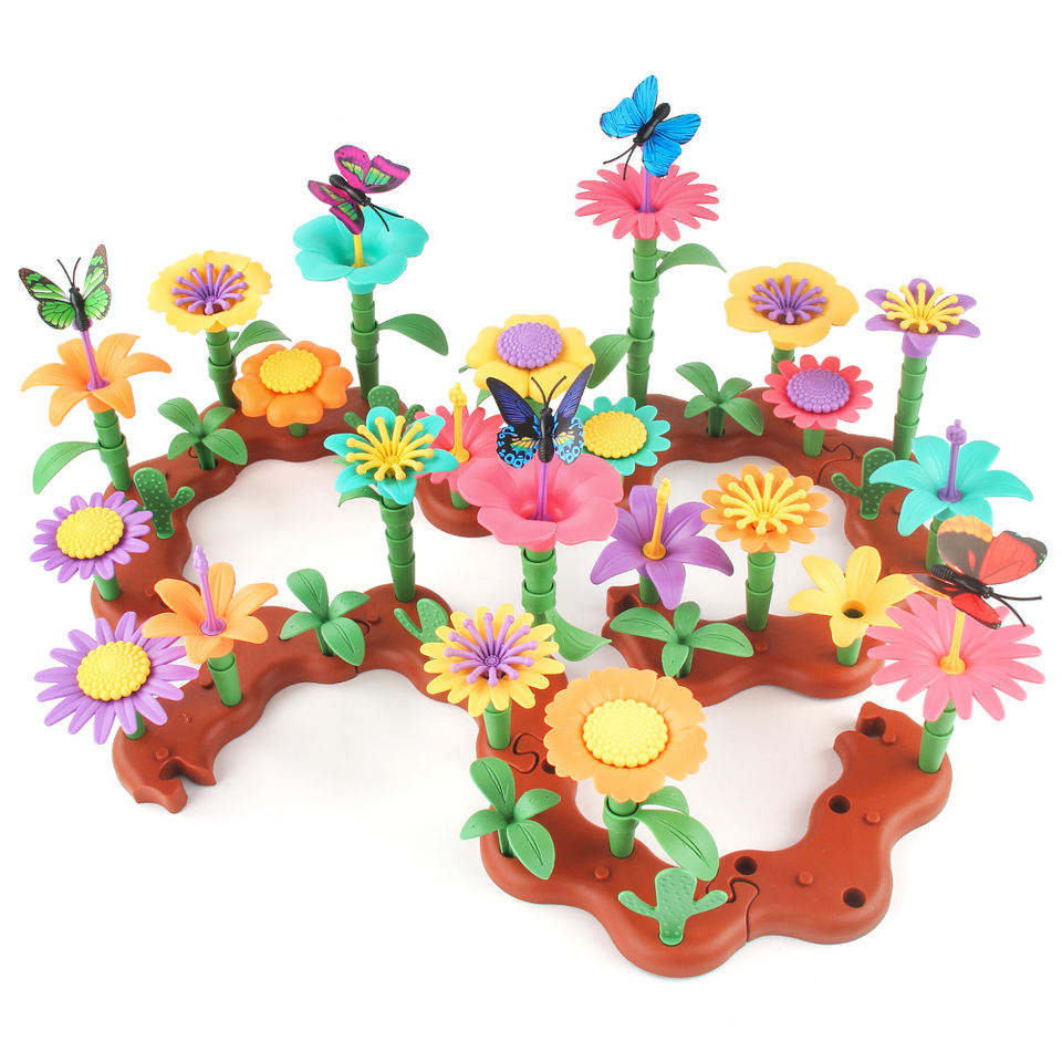 Flower Garden Building Toys for Girls STEM Educational Toy Take Apart Stacking Game Gardening Pretend Play Set for Kids view 2