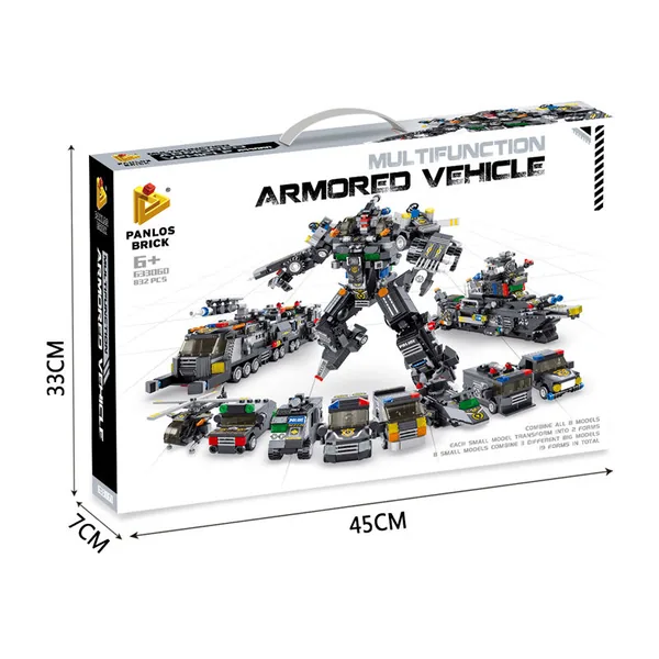 Big Size 832+PCS Building Blocks Deformation Robot Toy Engineering Building Bricks Armored Vehicles Kit view 4