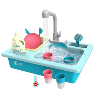 Simulation Kitchen Sink Toys, Children's Thermal Electric Dishwasher, Automatic Water Circulation System Play Toys