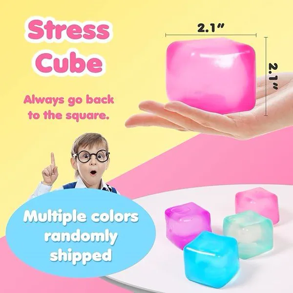 CPS348376 7.5cm Ice Cube Squeeze Stress Ball Slow Rebound Square Squis