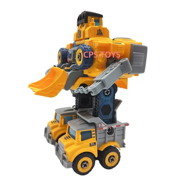 Educational Toy Plastic Assembly Building Block 5in1 Take Apart Deformation Engineering Vehicles Robot Diy view 4