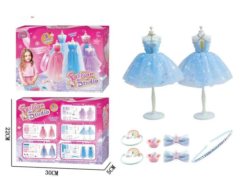 Pretend Play Toy Fashion Designer Kit for Girls Creativity DIY Arts & Crafts Toys Clothes Making Sewing Kit for Kids view 6