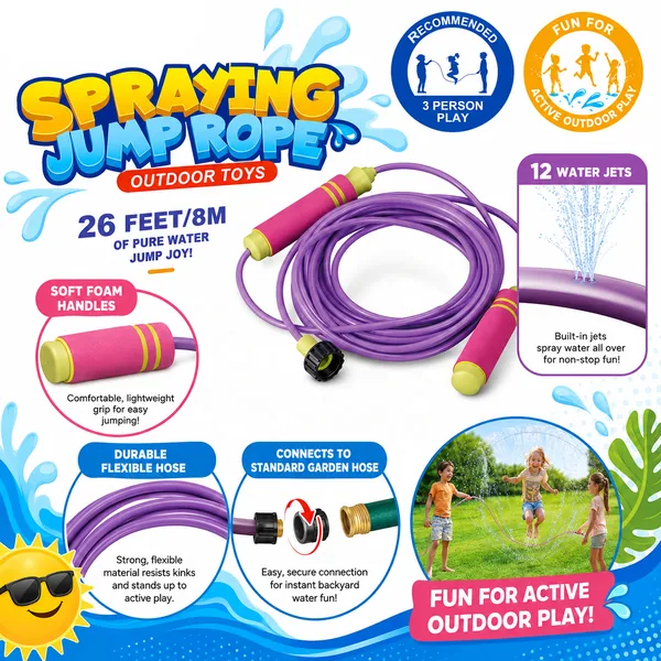 Jumping rope with water spray view 3