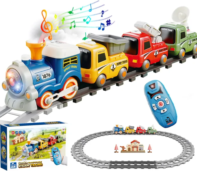 Remote control cartoon train (atomized smoke/light vocals/3-speed switch key) light-colored front view 2