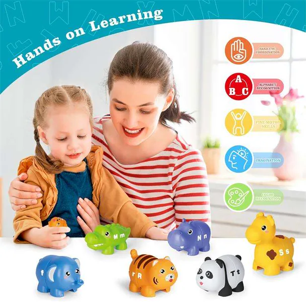 Preschool Montessori Toys Matching Puzzle Game Educational Double-Sided Animals Alphabets Matching Game for Kids view 5