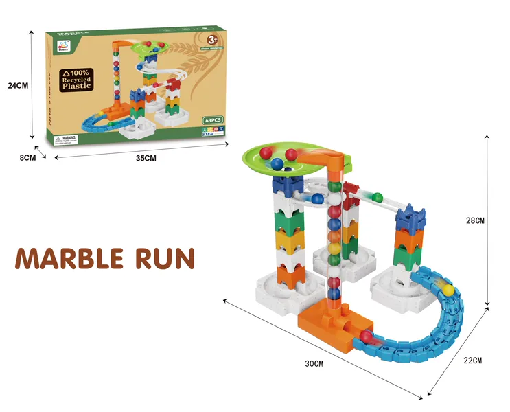 DIY Stem Toy Wheat-Straw Bricks Marble Run Racing Track Toy Building Block Toy Set view 4
