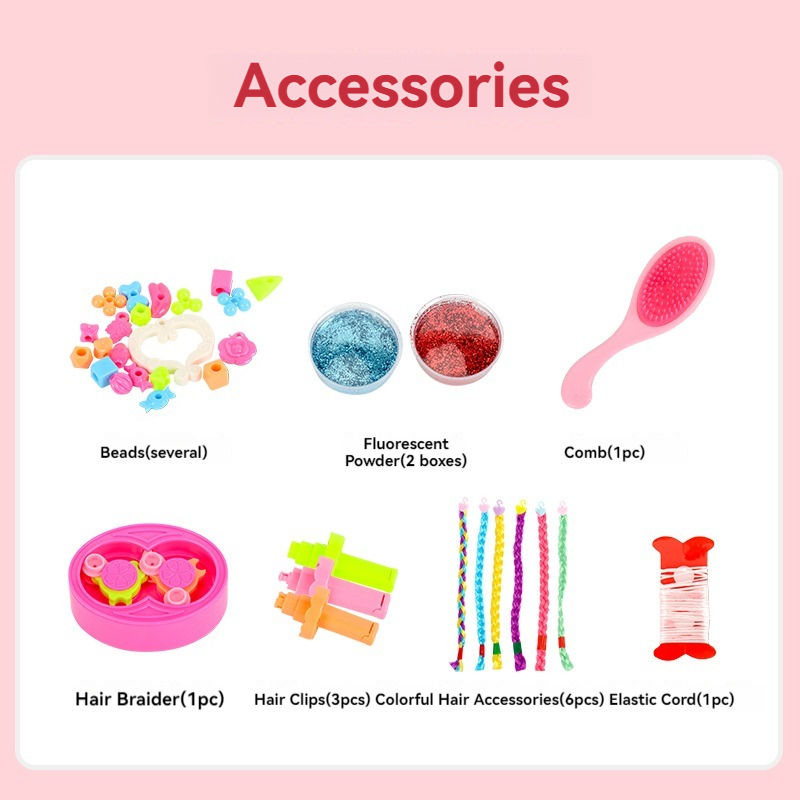 Beauty Makeup Set with Hair Designer Pretend Play Toy DIY Hair Tools for Girls Electric Hair Braider Tool Jewelry Toys view 5