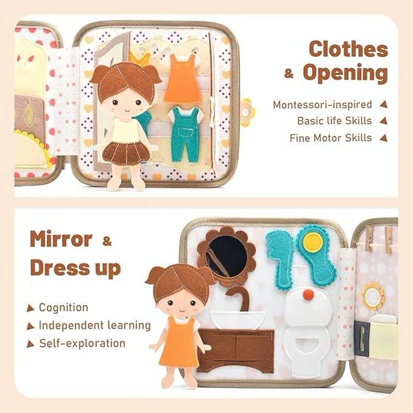 CPS338927 Montessori Busy Book Felt Quiet Book Busy Board for Preschoo