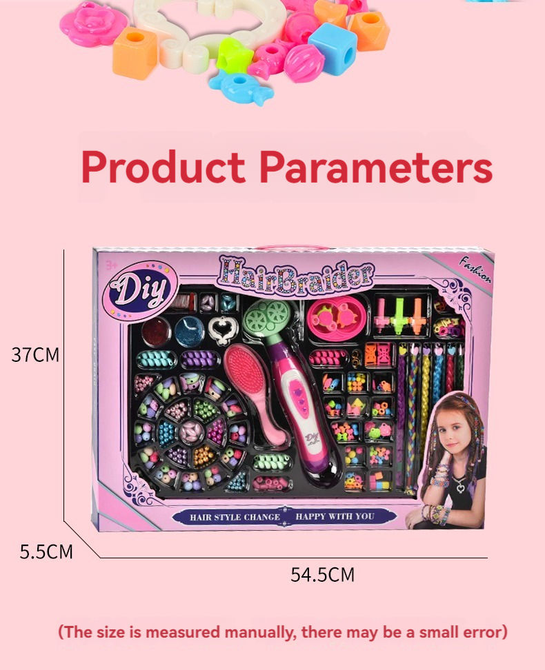 Beauty Makeup Set with Hair Designer Pretend Play Toy DIY Hair Tools for Girls Electric Hair Braider Tool Jewelry Toys view 6