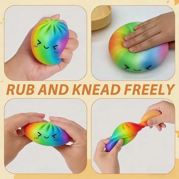 CPS345596 Colorful Silicone Dumpling Squishies Fidget Toy with Steamer