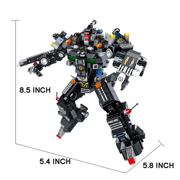 Big Size 832+PCS Building Blocks Deformation Robot Toy Engineering Building Bricks Armored Vehicles Kit view 3
