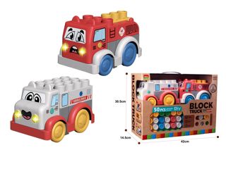 Wheat Straw Emergency Vehicle Building Block Set 50PCS