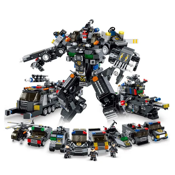 Big Size 832+PCS Building Blocks Deformation Robot Toy Engineering Building Bricks Armored Vehicles Kit