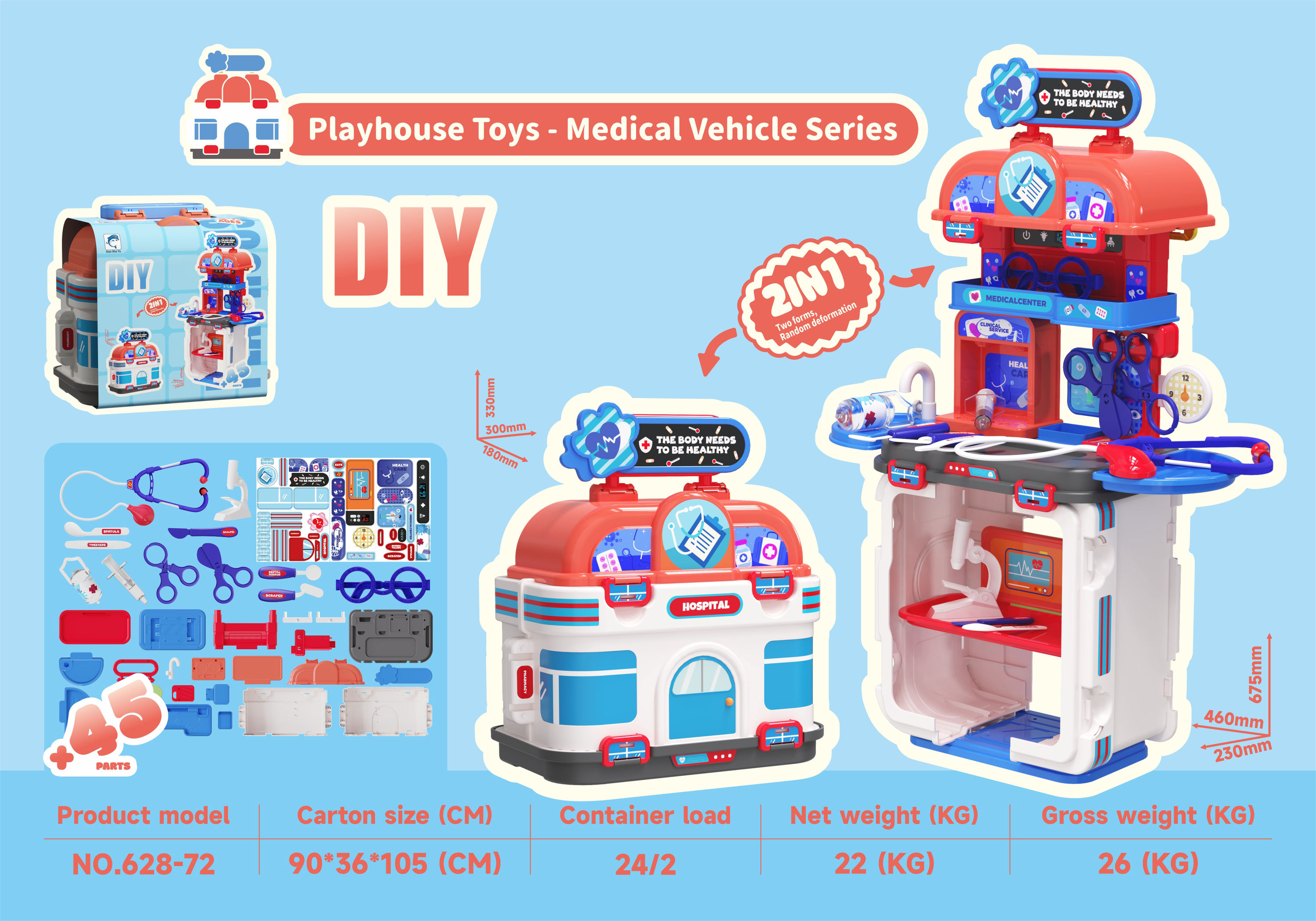 NEW 2in1 5 Styles Educational Big Kitchen Food Set Tool Cart Medical Vehicle Cosmetic Pretend Play Toys view 5