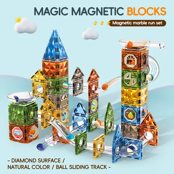 STEM 156pcs Magnetics Tiles Preschool Learning Magnetics Building Block Set for Kids Montessori Magnet Tiles Toys view 2