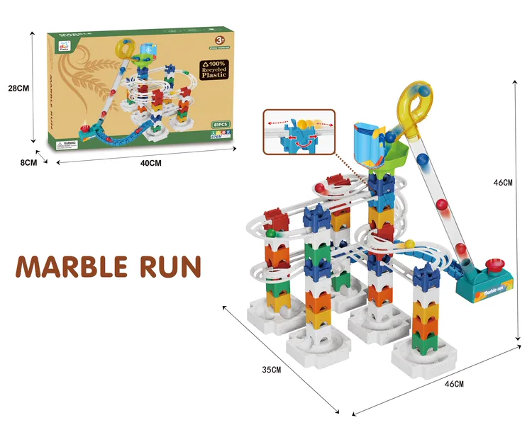 DIY Stem Toy Wheat-Straw Bricks Marble Run Racing Track Toy Building Block Toy Set view 2