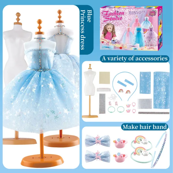 Pretend Play Toy Fashion Designer Kit for Girls Creativity DIY Arts & Crafts Toys Clothes Making Sewing Kit for Kids view 2
