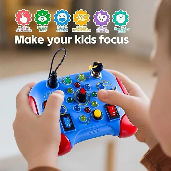 Montessori Busy Board Sensory Toy with LED Light Educational Toys stem Learning Activity Portable Travel Toy view 6