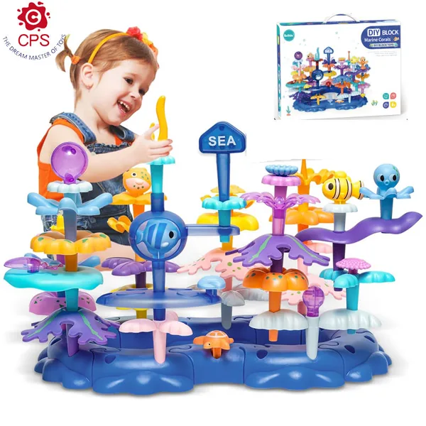 76Pcs STEM Educational Gardens Flowers Building Toys for Kids Pretend Play Toys Upgrade Ocean DIY Building Blocks Stacking Toys
