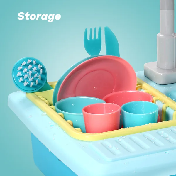 Simulation Kitchen Sink Toys, Children's Thermal Electric Dishwasher, Automatic Water Circulation System Play Toys view 2