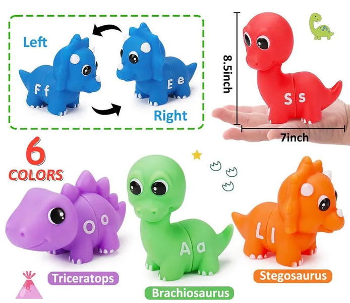 Preschool Educational Toy STEM Alphabet Matching Game Montessori 26 Pcs Dinosaur Letter Color Sorting Learning Toys for Kids view 6