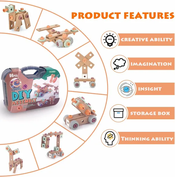 CPS265278 STEM Building Toys Kit for Kids Ages 4-10, 96 PCS Educationa