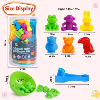 Counting Animals Color Sorting Matching Games with Sorting Bowls Montessori Sensory Early Learning Fine Motor Skill Toys