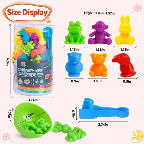 Counting Animals Color Sorting Matching Games with Sorting Bowls Montessori Sensory Early Learning Fine Motor Skill Toys