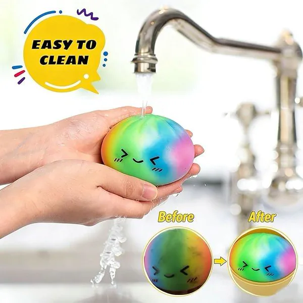 CPS345596 Colorful Silicone Dumpling Squishies Fidget Toy with Steamer