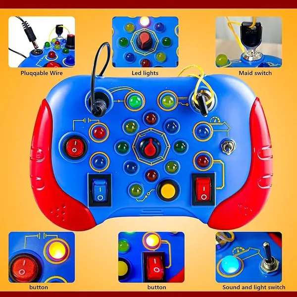 Montessori Busy Board Sensory Toy with LED Light Educational Toys stem Learning Activity Portable Travel Toy view 3