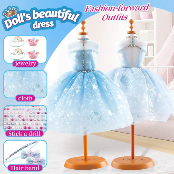 Pretend Play Toy Fashion Designer Kit for Girls Creativity DIY Arts & Crafts Toys Clothes Making Sewing Kit for Kids view 3