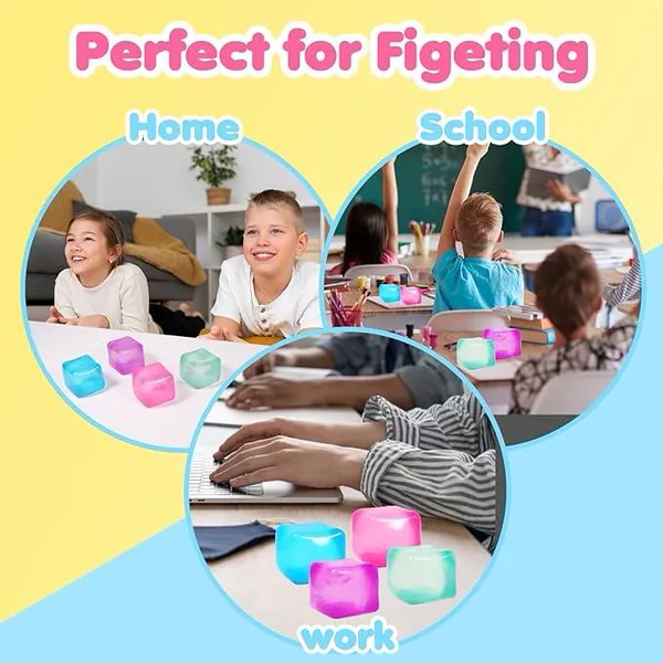 CPS348376 7.5cm Ice Cube Squeeze Stress Ball Slow Rebound Square Squis