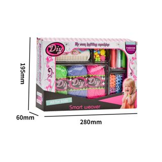 DIY Knitting Craft Kit for Kids Pretend Play Toy Weaving Loom Arts and Crafts for Girls Jewelry Makeup Set
