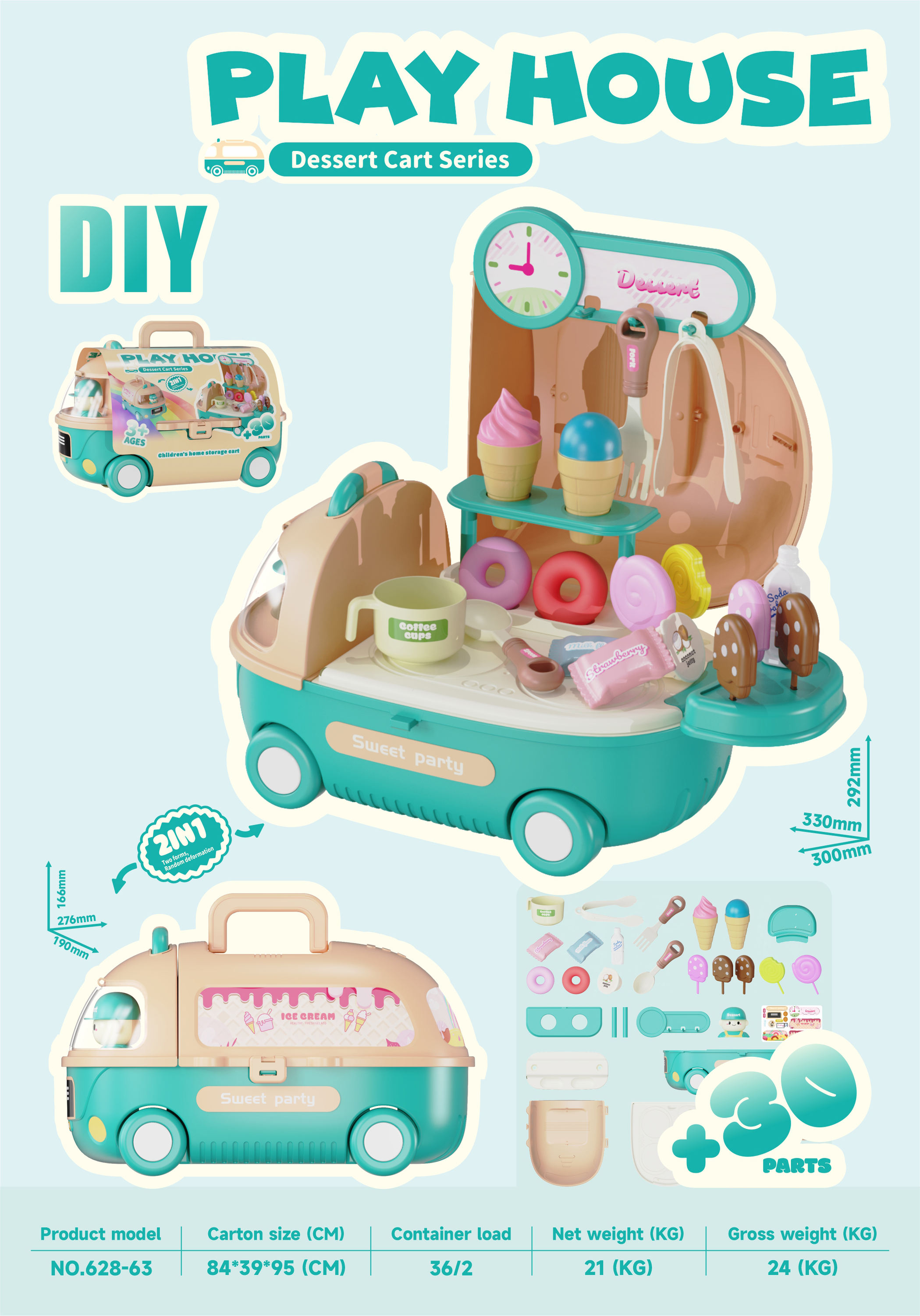 2in1 5 Styles Storagable Educational Big Kitchen Food Set Tool Cart Medical Vehicle Cosmetic Pretend Play Toys view 3