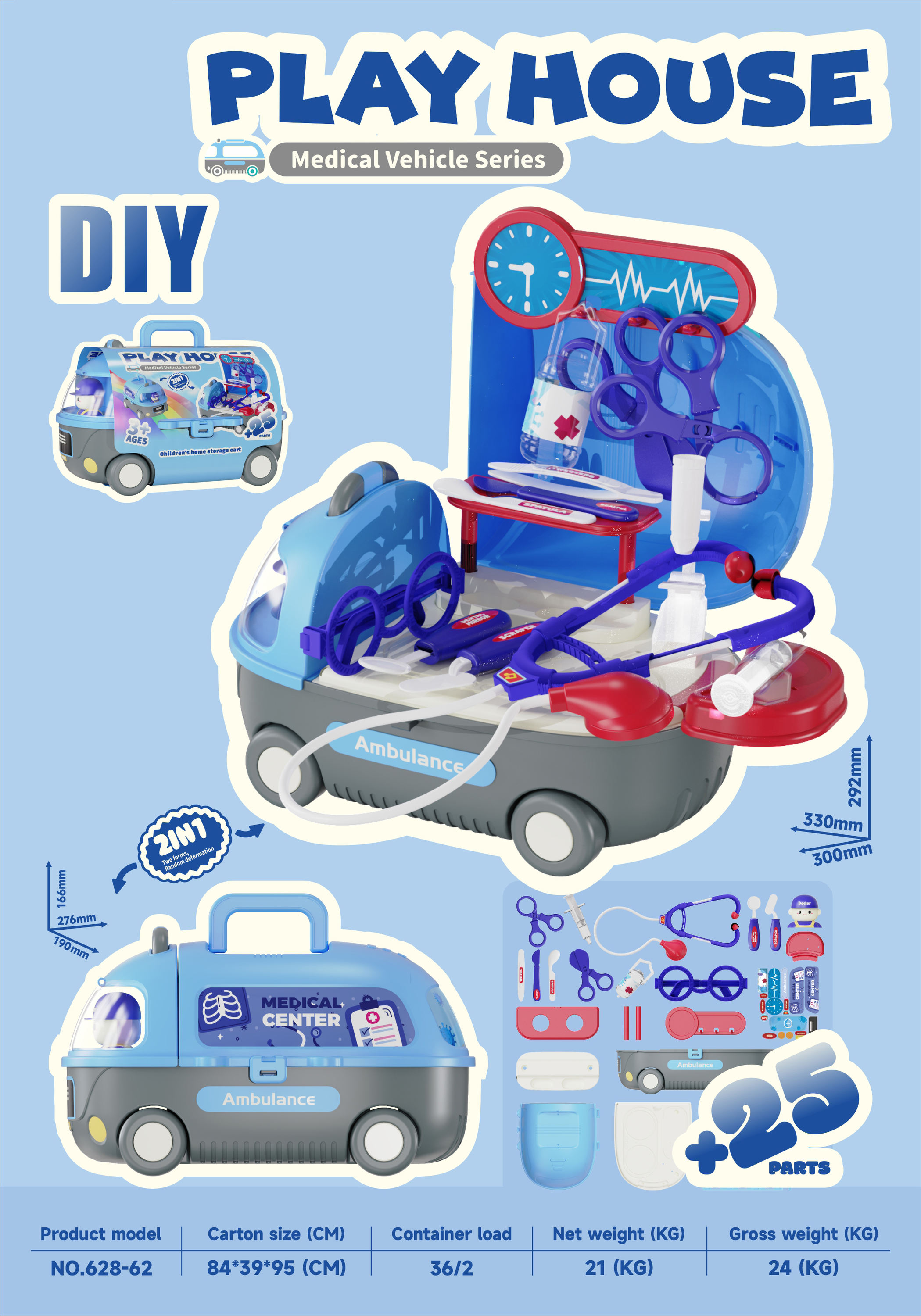 2in1 5 Styles Storagable Educational Big Kitchen Food Set Tool Cart Medical Vehicle Cosmetic Pretend Play Toys view 5