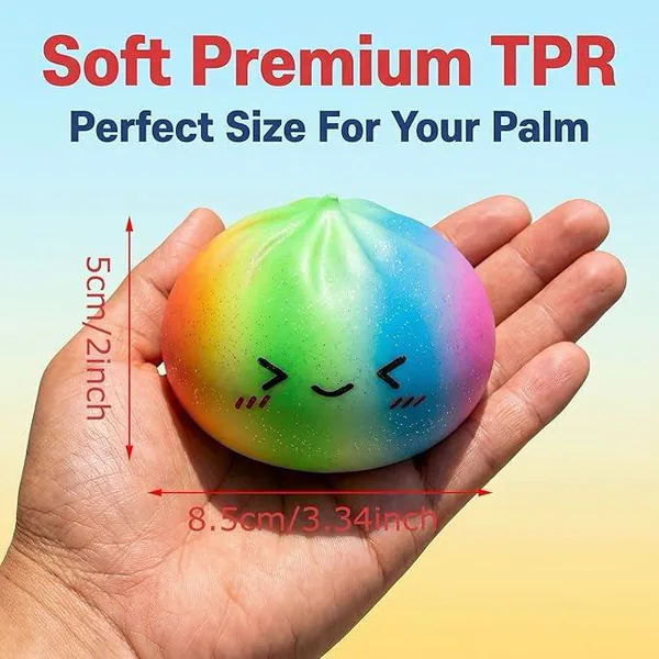 CPS345596 Colorful Silicone Dumpling Squishies Fidget Toy with Steamer