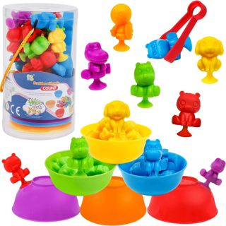 Montessori Color Sorting & Counting Animals Matching Games Preschool Math Learning Toy Suction Cup Bath Toys Educational Toys