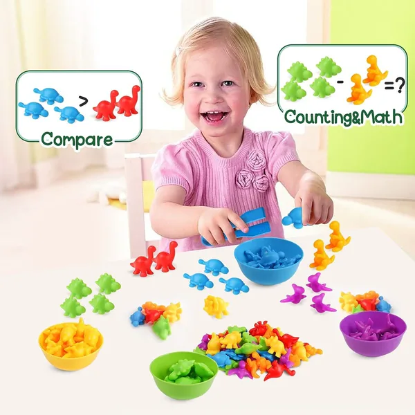 Counting Animals Color Sorting Matching Games with Sorting Bowls Montessori Sensory Early Learning Fine Motor Skill Toys view 3