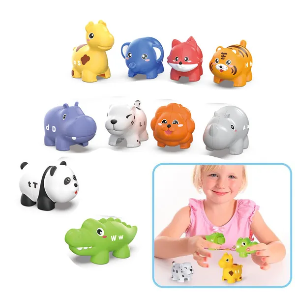 Preschool Montessori Toys Matching Puzzle Game Educational Double-Sided Animals Alphabets Matching Game for Kids