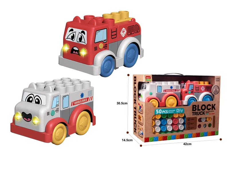 Wheat Straw Emergency Vehicle Building Block Set 50PCS